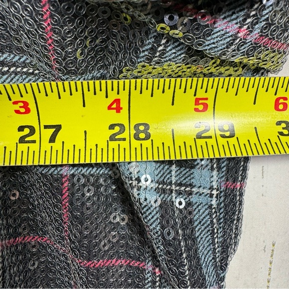 Torrid Plaid Sequin Blazer Gray Black Chic Glam Plus Size 5X Casual Artsy - Picture 14 of 15